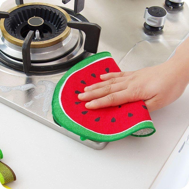 3 Pcs Fruit Shape Microfiber Cloth Towel Dish for Dishcloth Hanging Absorbent Soft Cleaning Wiping Rags for Home Cleaning Tool