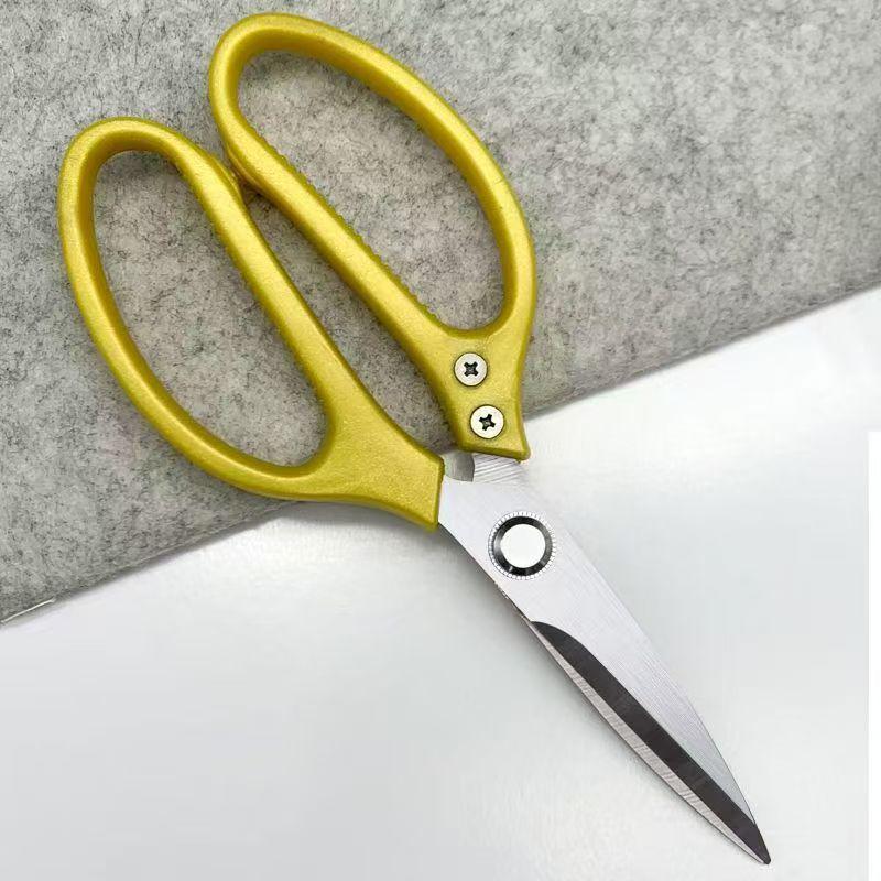 Large Yellow Kitchen Shears - Thickened Stainless Steel, Multi-Functional with Rubber Handle for Cutting Chicken Bones and More