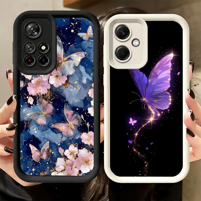 Phone Case for Xiaomi Redmi Note 15 14 13 Pro Plus Beautiful Purple Butterfly Shell 12S 11 11S 11T 5G 14S Soft Silicone Funda