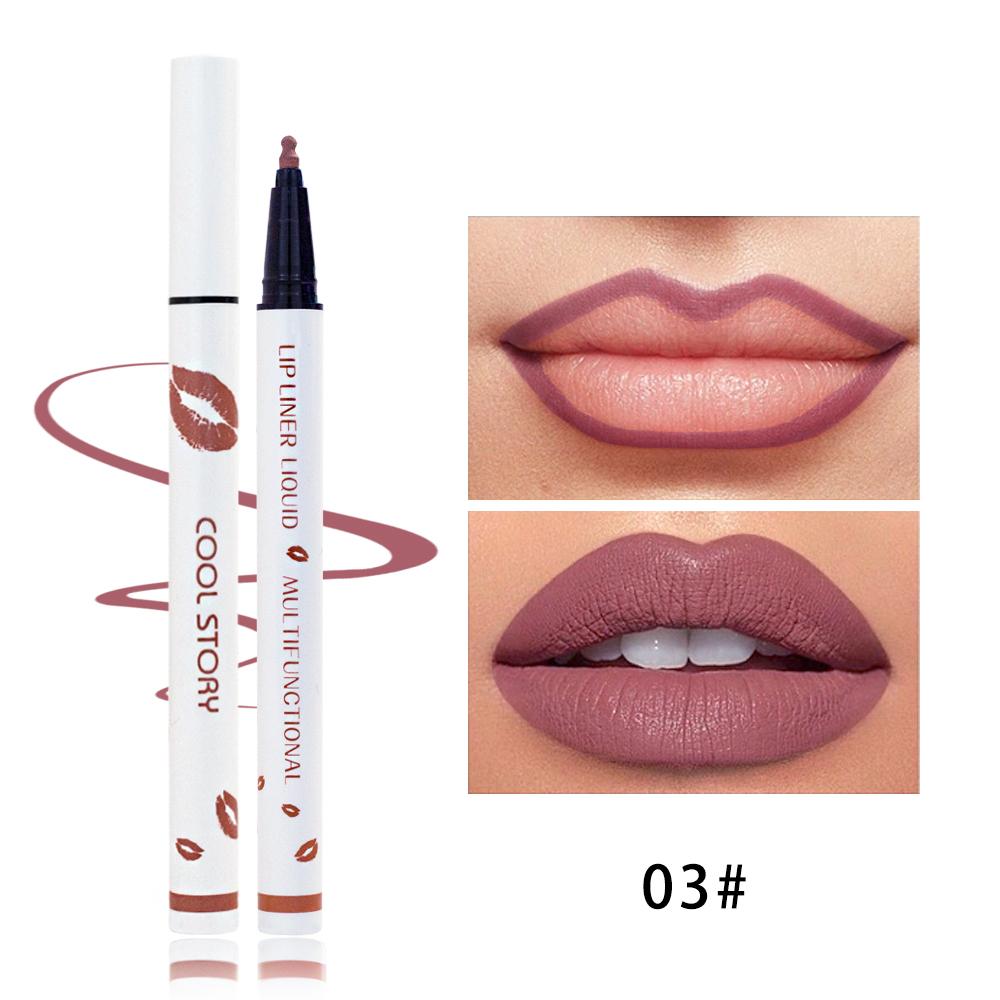Multifunctional Lip Liner Matte Liquid Lipstick Pen Non-stick Cup Lip Gloss Solid Color Lip Glaze Pen Long-lasting Waterproof Sweat Makeup