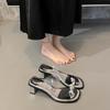Slippers Fairy Rhinestone Slippers French Temperament 2025 Summer New Transparent Belt Cover Toes Cool Thick Heel Shoes Outside Wear