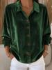 Women's Velvet Shirt with Lapel Collar In Multiple Colors