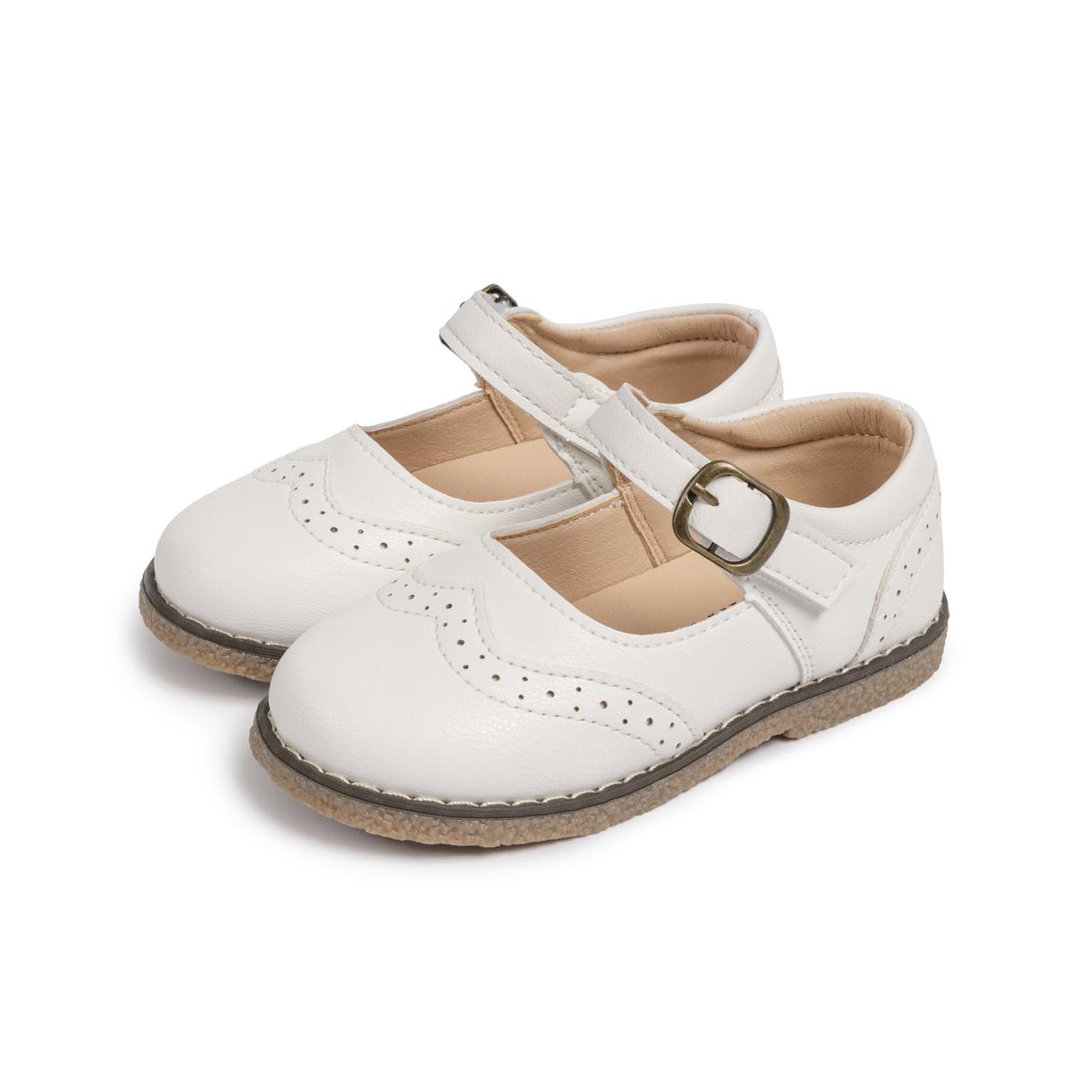 Toddler Little Kids Girls Mary Jane Flats Brogue Leather Single Buckle School Uniform Dress Shoes 24