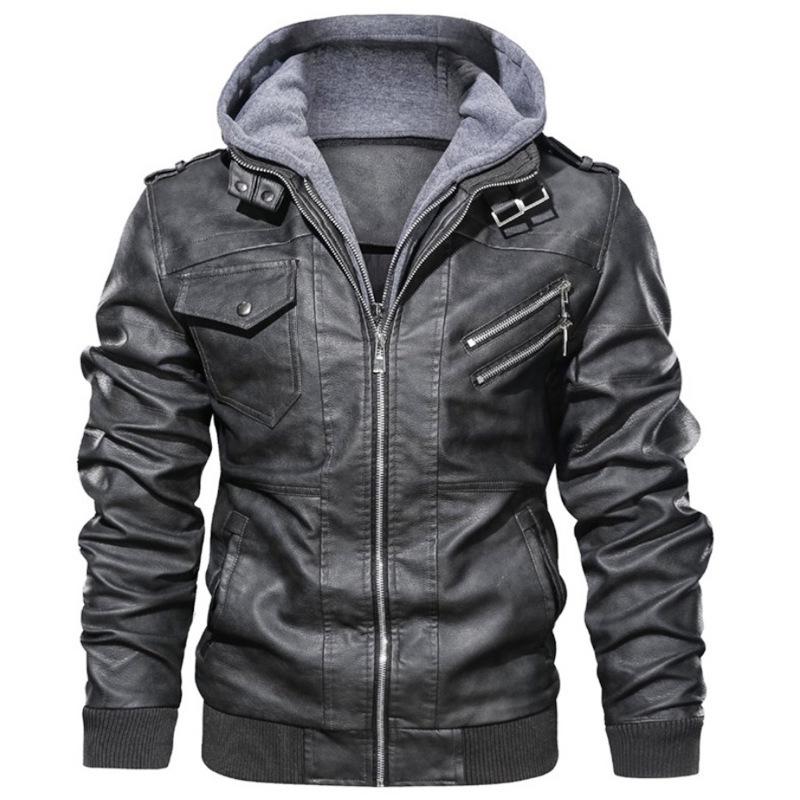 Men's Hooded PU Leather Jacket & Coat Set - Autumn/Winter 2026