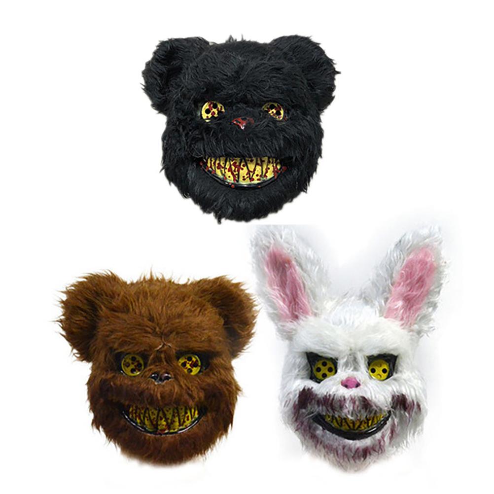 Halloween Horror Maske Kaninchen Bär Cosplay Karneval Party Kostüm Weihnachten Halloween Gesichtsmaske Kostüm weiß