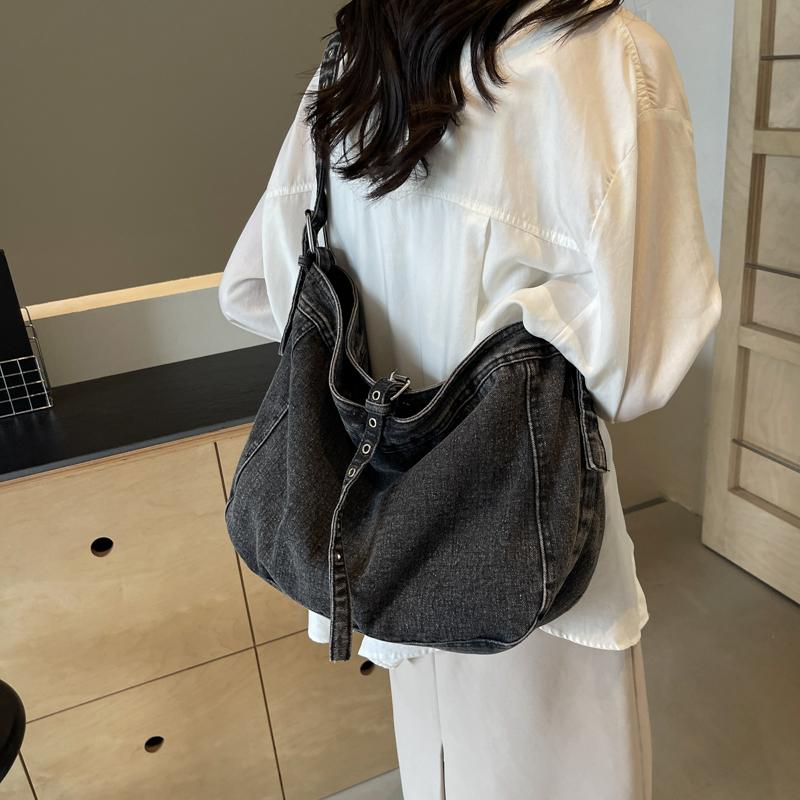 Große Tragetasche Damen Denim Schultertasche Unterarmtasche