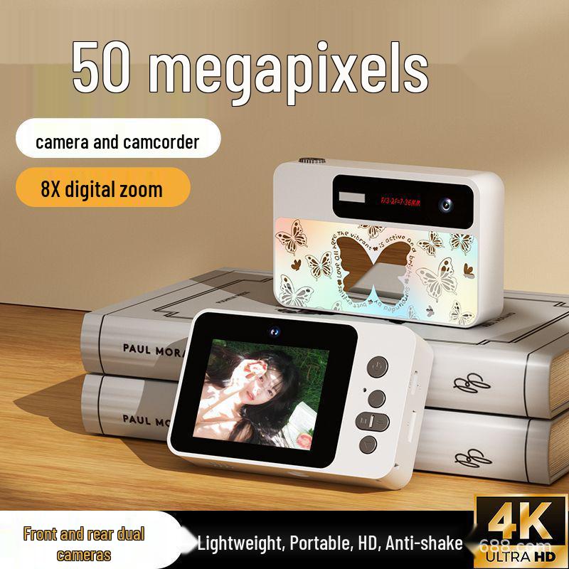 

Cross-Border Retro CCD Digital Camera with Butterfly Gradient Design - Mini Youth Gift Camera with Mirror Surface