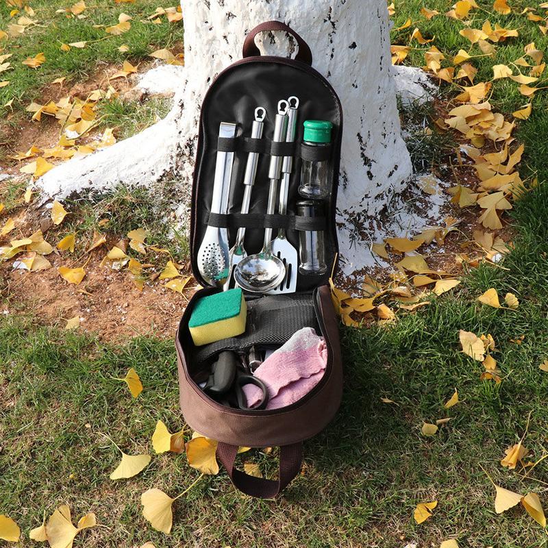 Outdoor Cookware Bag Camping Storage Bag Portable Travel Utensil Bag Camping Outdoor Cooking Utensil Organizer