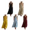 Vestidos Maxi de Verano para Mujer Casual sin Mangas Cuello en V Vestido de Playa Suelto de Tirantes con Botones y Bolsillos