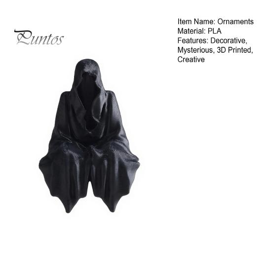 Gothic Home Decor 3D Printed Tabletop Figurine, Grim Reaper Sitting Statue, Halloween Table Ornaments Spooky Sculpture for Garden or Bookshelf,