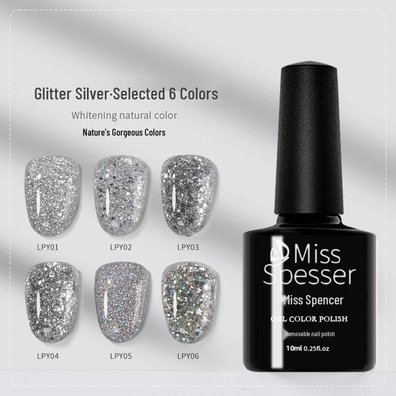 

2025 Ultra Bright Platinum Crushed Diamond Nail Gel: Silver Glitter & High-Density Sequin