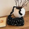 Sweet Floral Pleated Strap Women Pu Shoulder Bags Lightweight Portable Ladies Underarm Bag Casual Versatile Girls Zipper Handbag