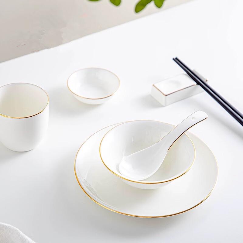 New Chinese Style Gold Rim Ceramic Tableware Set