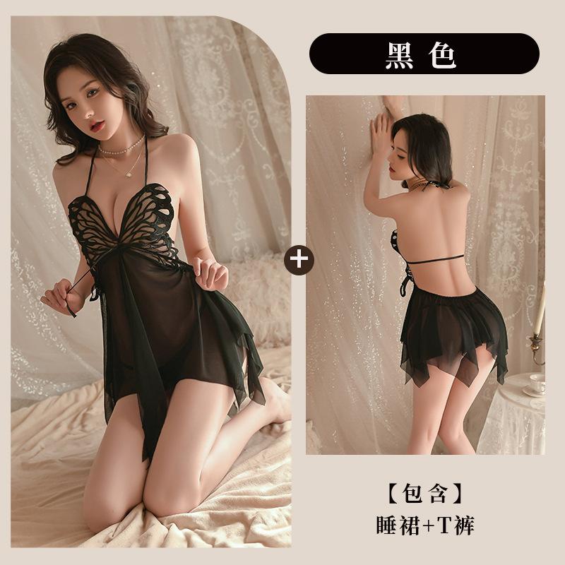 Sexy underwear pure lust female hot butterfly transparent uniform temptation 717