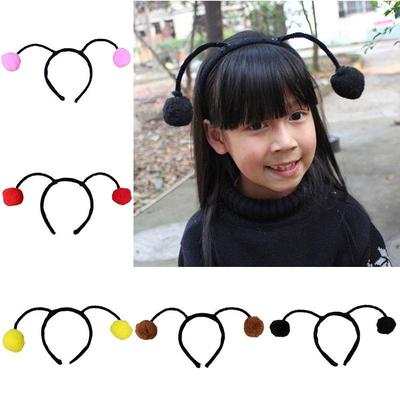 Kids Elf Ladybug Bee Furry Pom Ball Headband Hair Hoop Cosplay Costume Headwear