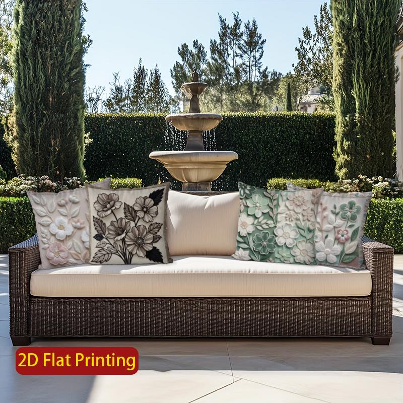 2D Floral Embroidered Pattern Decorative Pillow Covers Pattern Cushion Cover Suitable For Sofa Bedroom Car Pillow Cover