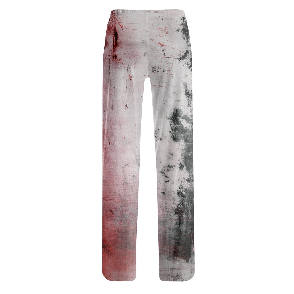 Women’s Drawstring Halloween Printed Long Pants Loose Fit Elastic Waistband Casual Trousers for Daily Wear Outdoor Home