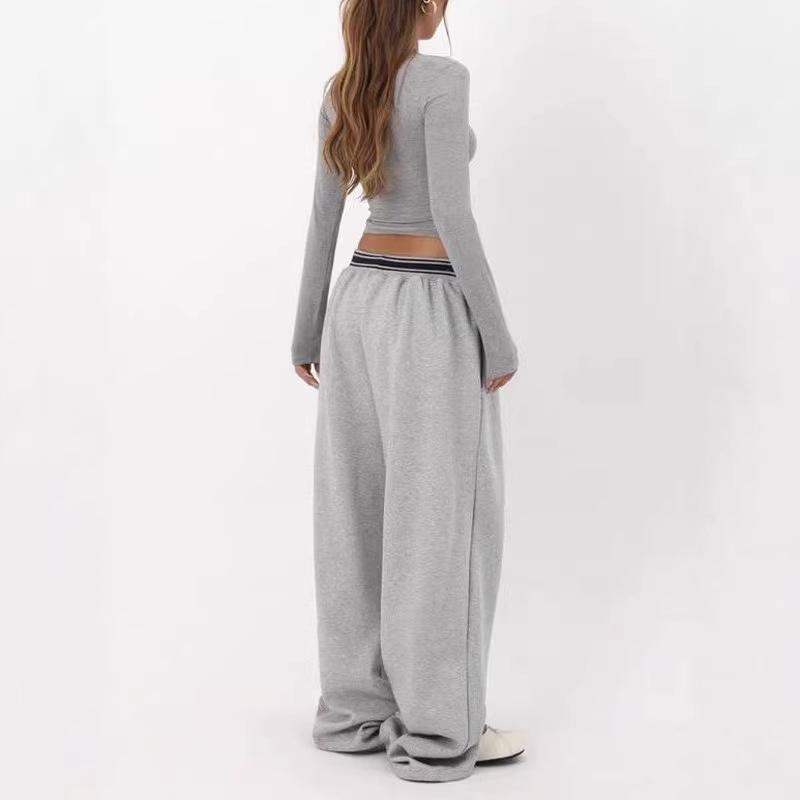 Pantaloni da jogging larghi grigi a gamba larga per danza jazz da donna