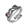 Cute Women Men Simple Design Rings Vintage Owl Frog Smiling Ring For Woman Girl Ancient Silver Color Retro Punk Jewelry Gift