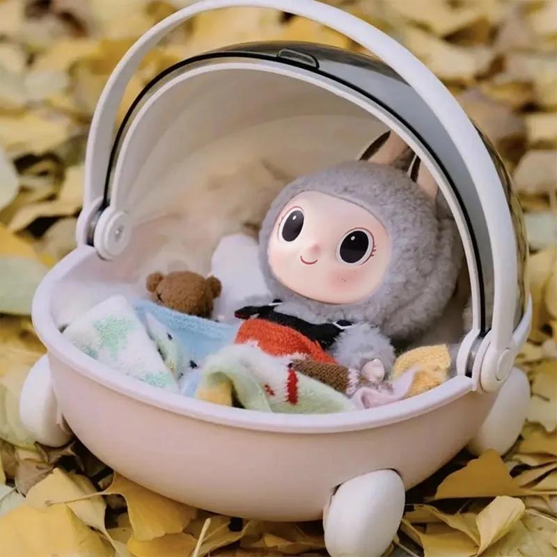 1/2pc Doll Bed Baby Stroller Storage Box with Mat for Labubu Spa Module Doll Sleep Cradle Cart Dolls Bed Furniture Acssories