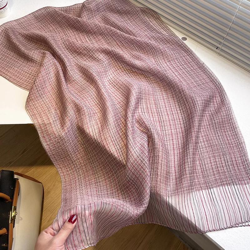 Four Season Silk Wool Scarf Women Hijab Plaid Pashmina Shawls And Wrap Luxury  Bandana Bufanda Blanket Scarves