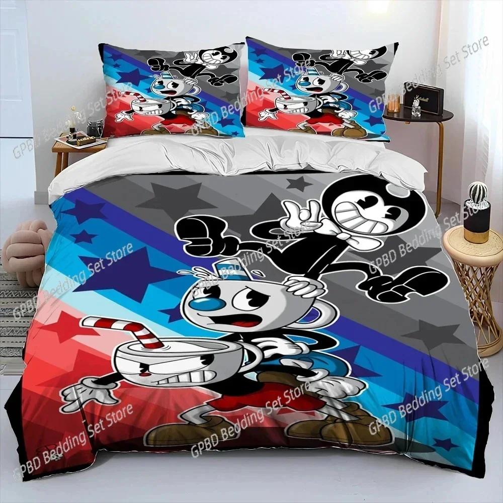 Cuphead And Mugman Game 3D NEW Duvet Cover Pillowcase Bedding Set Adult Boy Girl Bedroom Decoration Children Single Double Large