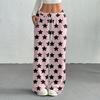 Women's Casual Fashion Printed Elastic Waist Loose Straight Leg Pants With Rope