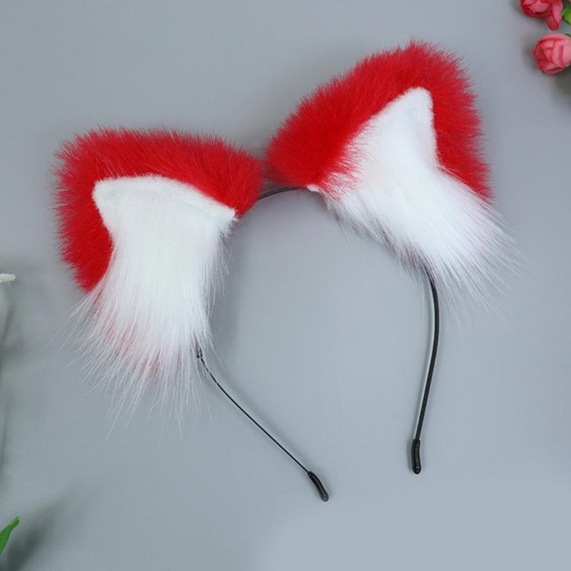 Plush Cats Ears Headbands Anime Costume Headwear Lovely Animal Ear Hair Hoop for Parties Weddings Cosplay