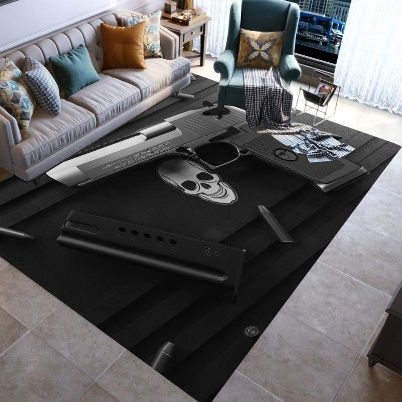 Retro Guns Pistol Ammunition Bullet Cartridge AK M4 Rug Carpet for Living Room Bedroom Decor Non-slip for Sofa Doormat Mat