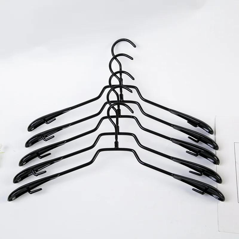 5pcs Metal Dip Plastic Clothes Hanger Pants Clip Wide Shoulder Adult Non-slip Seamless Drying Rack Wardrobe Storage Space Saving