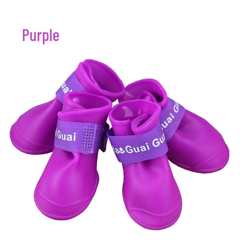 

Водонепроницаемые виниловые сапоги для собак конфетных цветов - Противоскользящие, Дождевая обувь для питомцев, Набор из 4 штук, Различные варианты цвета. 2XL фиолетовый