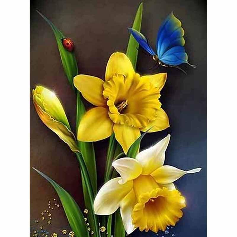 5D DIY Ζωγραφική με Διαμάντια Φρέσκα Λουλούδια Βοοειδή Κέντημα με Διαμάντια Πεταλούδα Σταυροβελονιά Πλήρης Στρογγυλή Τρύπα Διακόσμηση Σπιτιού Δώρο