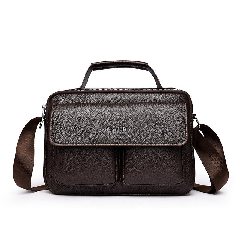 

Мужская ретро деловая сумка-мессенджер через плечо большой вместимости темно-коричневого