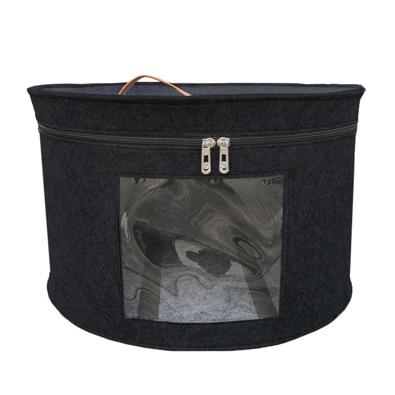 Hat Storage Box Dustproof Case Household Round Felt Storage Hats Bucket Clothes Organizers With Zippered Lid Travel Bags