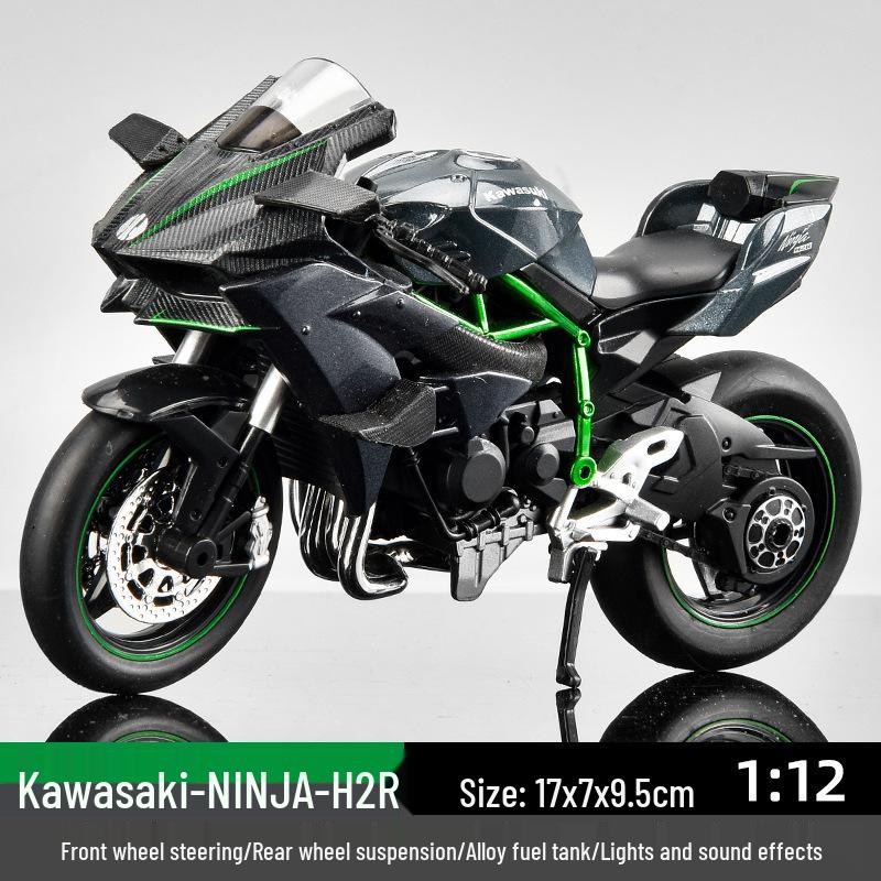 1:12 Kawasaki Ducati Alloy Motorcycle Toy with Sound, Light, and Sliding Motion