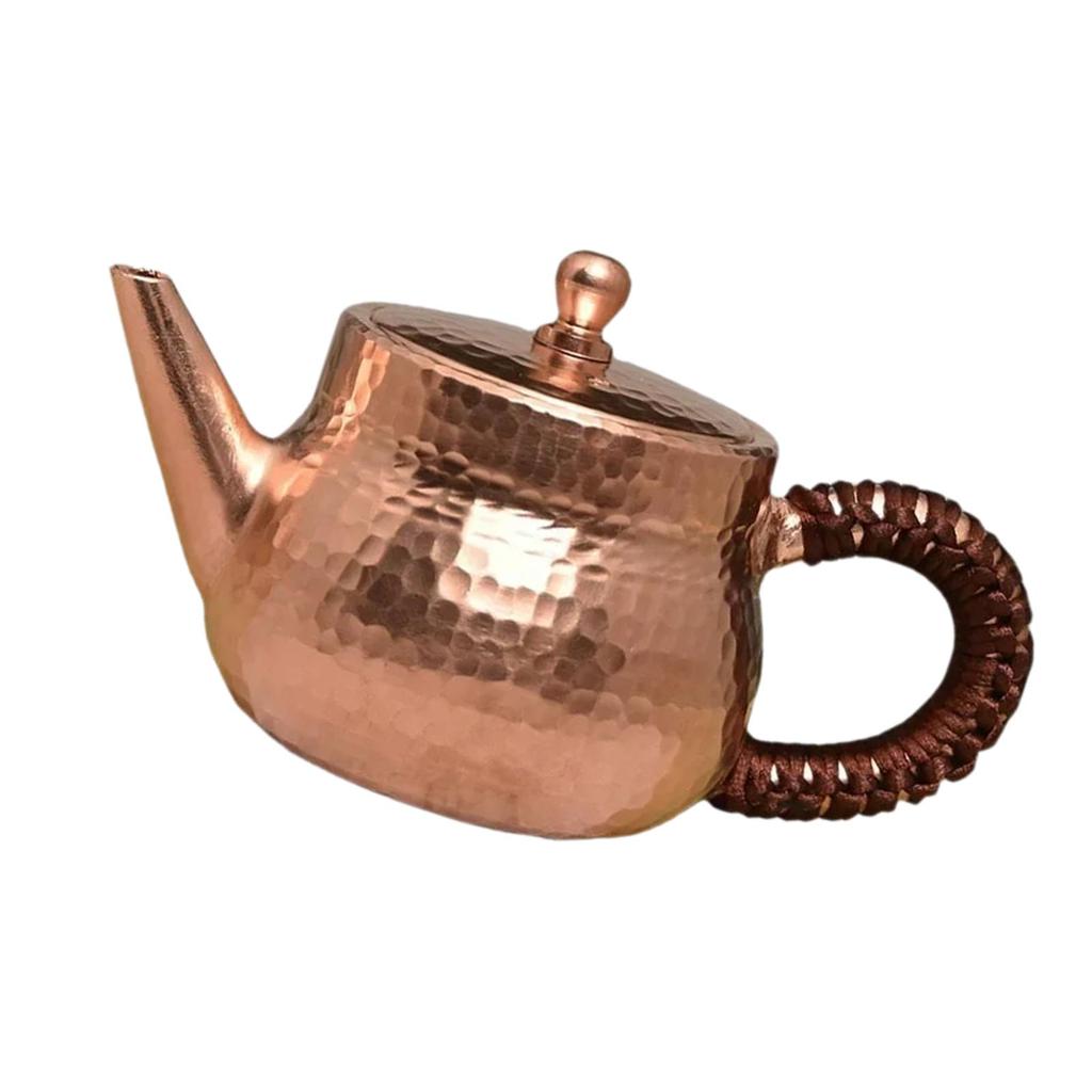 Copper Teapot Loose Leaf Tea Maker 200ml Side Handle Tea Ceremony Accessory Tea Kettle for Household Home Office Party Picnic
