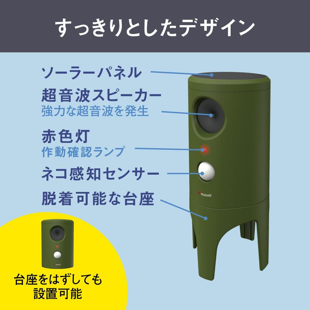 MUSASHI Solar Katze Tier Schädlingsbekämpfung Katze IP65 Wasserdicht Abwehrmittel, Abwehrmittel, Gerät, Abwehrmittel, Design, REP-610