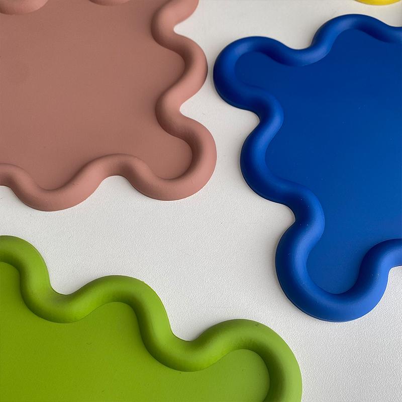 Nordic Style Irregular Storage Tray Sense Silicone Insulation Pad Coaster Thickened Placemat Square Home Desktop Decoration