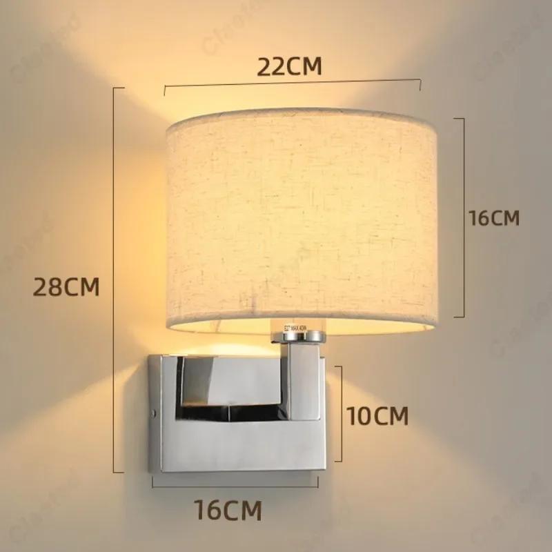 

E27 Минималистский светодиодный тканевый абажур настенный светильник вращающийся на 360° прожектор для чтения лампа для спальни ночник для украшения дома в помещении Warm light