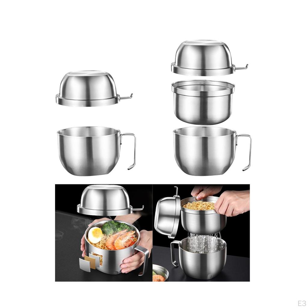 Instant Noodle Bowl with Lid Bento Box Easy To Clean Snack Ramen Cooker for Home Apartment