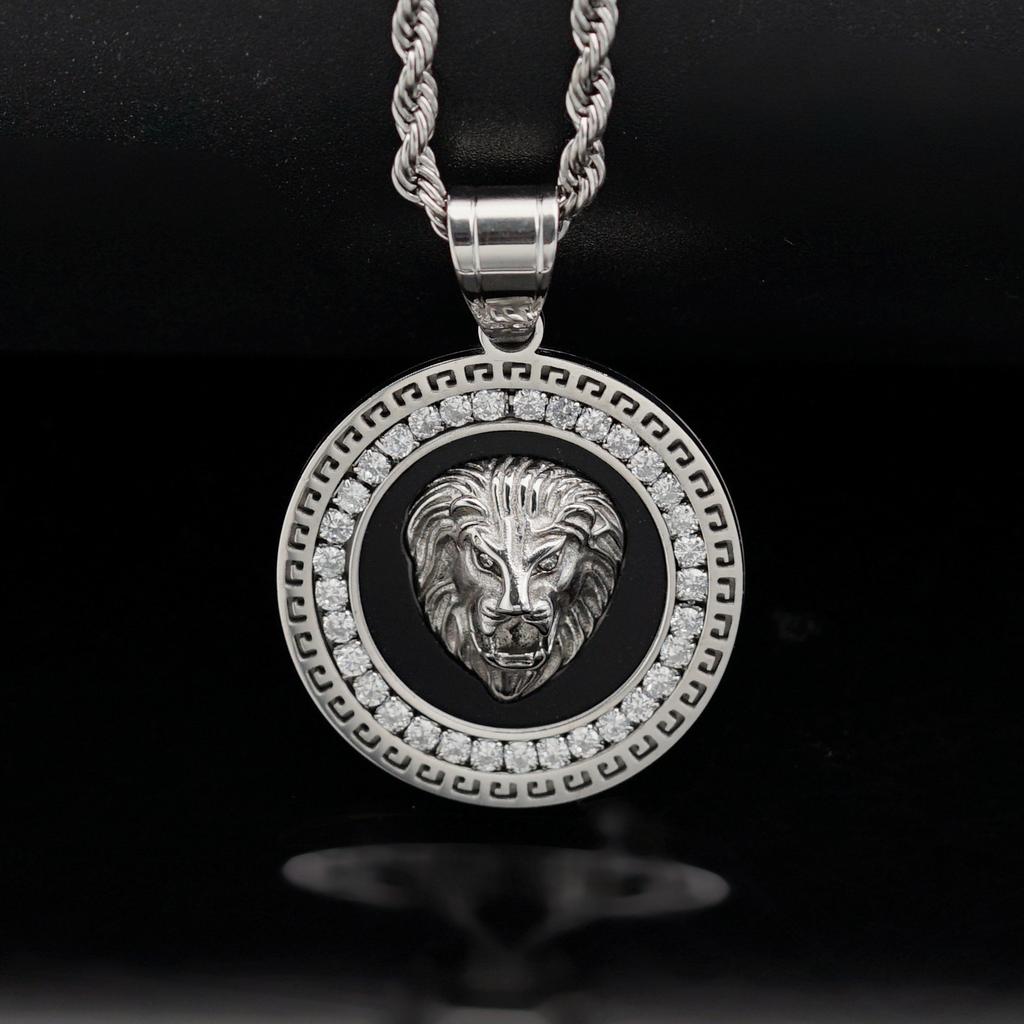 Hip Hop Gold Color Plated Iced Out Micro Pave Cubic Zircon Lion Head Pendant Necklace Charm for Men Jewelry Gifts