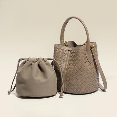 Borse Intrecciate a Mano, Trendy e Versatili, Mini Borse a Secchiello Monocolore per Bambini, Borse a Spalla Singola Crossbody Casual da Donna