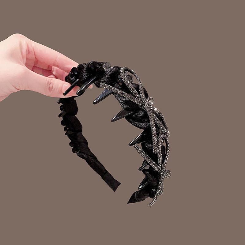 

Модные цветочные банданы-ободки с бантом и волнами для женщин, Зубчатые нескользящие повязки на голову, Для девочек, Для умывания лица, Спортивные повязки на голову, Аксессуары для волос чёрный