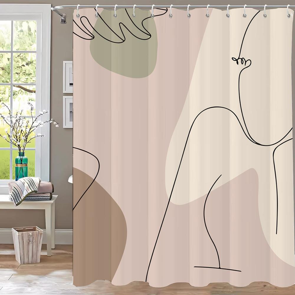 1 pc Green Plants, Leaves and Flowers Shower Curtains With Hooks Bathroom Curtains Printing Shower Curtain Home Decor Curtain