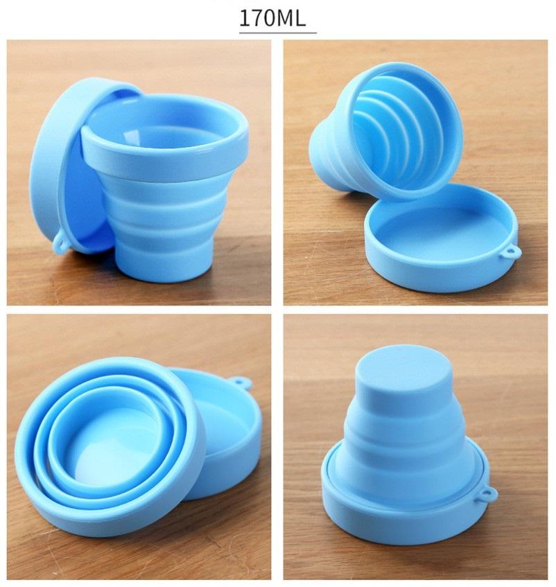 2 Stück Bunte Silikon-Faltbecher für Outdoor-Aktivitäten, Reisen, Praktische Becher, Silikon-Sport-Picknickbecher, Werbebecher