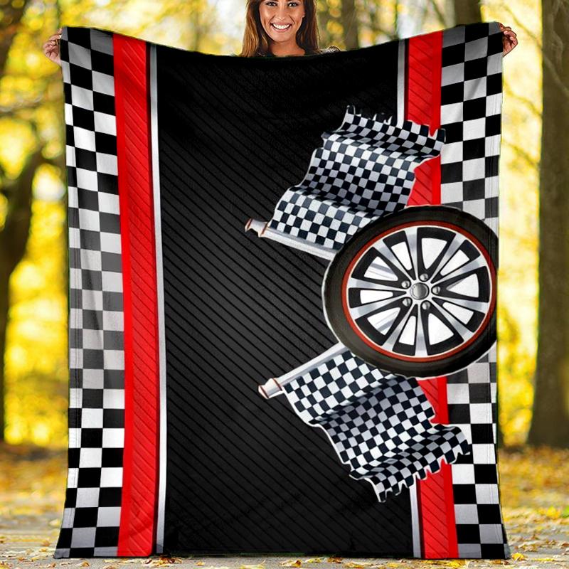 Racing Theme Printed Blanket - Perfect for Couch, Bed, Travel & Outdoor Use | Machine Washable, Cozy & Durable.