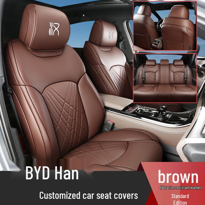 Durable Leather Seat Cover for BYD Han - Suitable for All Seasons, Fits Five Seats