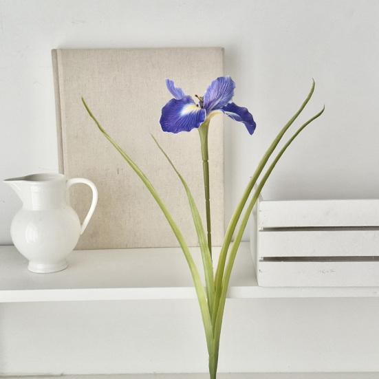 26" Artificial Iris Flower Flower Bouquet with Real Touch Fake Long Stem