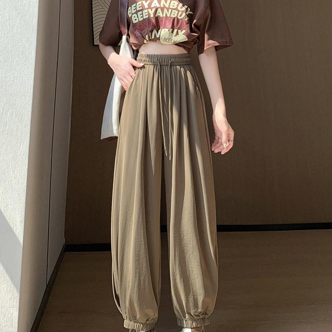 

Брюки-фонарики на завязках, женские летние, с высокой талией, тонкие, повседневные, солнцезащитные, Nine Points Harun Radish 2XL хаки