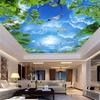 3D-Wandbilder für Decken Grünes Blatt und Ast Ast Wandbild Himmel Decken Tapete